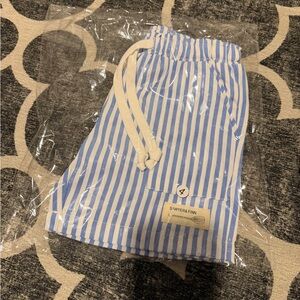 Blue and White Stripe Kids Swim Shorts